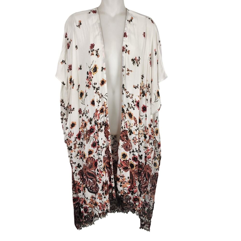 Maurices Womens Kimono One Size Floral Cardigan Open Front Light Cottage Core